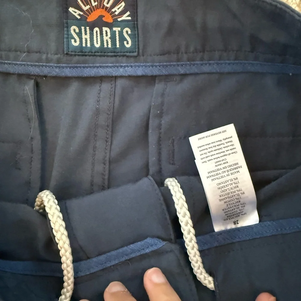 Faherty All Day Shorts Size 28 Navy Stretch Chino Style Excellent Condition